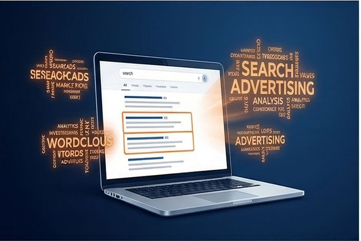 競合の検索広告分析手順を示すステップ図