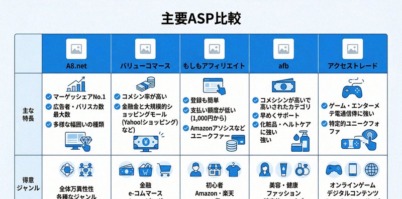 アフィリエイト広告の仕組みと登場人物を示すインフォグラフィック