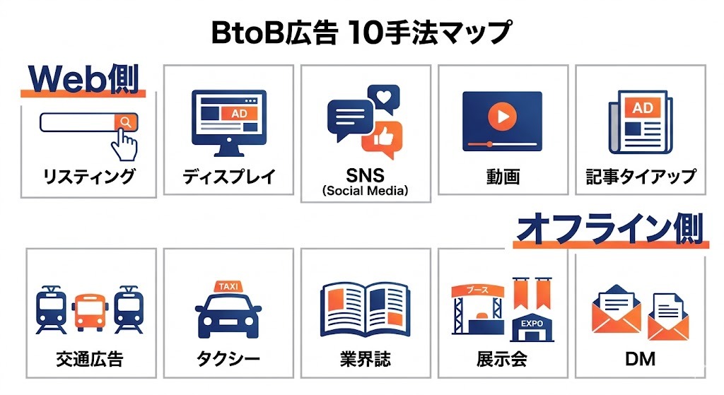 BtoB広告 10手法の全体マップ
