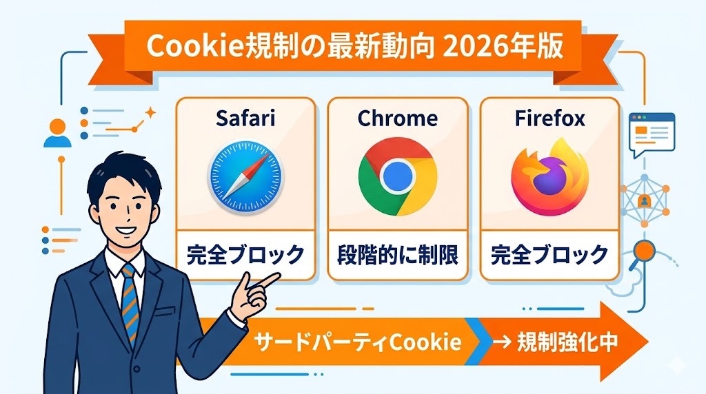 Cookie規制の最新動向2026年版インフォグラフィック