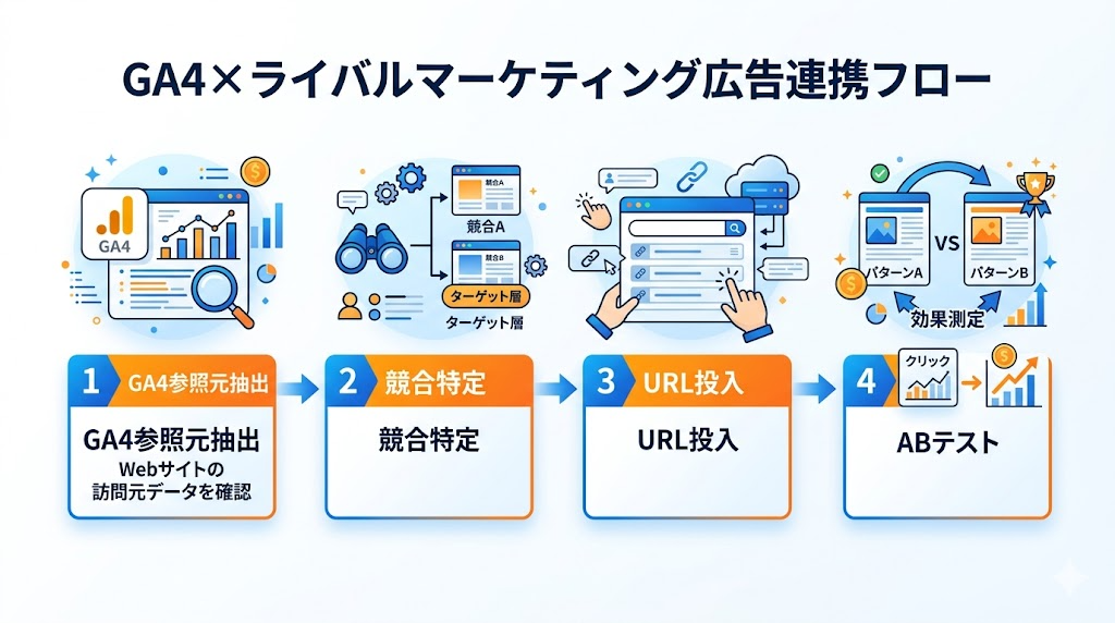 GA4とライバルマーケティング広告の連携イメージ