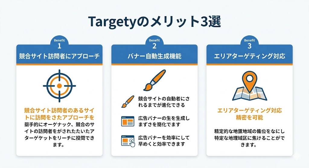 Targetyのメリット3選をインフォグラフィックで解説
