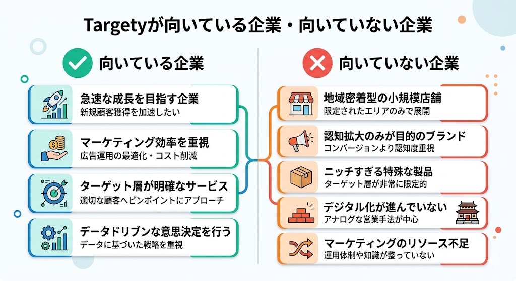 Targetyが向いている企業と向いていない企業の比較