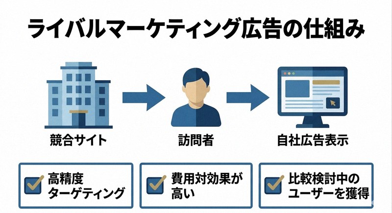 ライバルマーケティング広告の仕組みを解説するインフォグラフィック