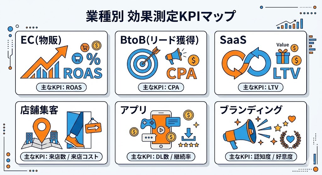 業種別・目的別のWeb広告効果測定KPIマップ