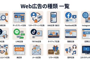 Web広告の種類一覧を示すインフォグラフィック
