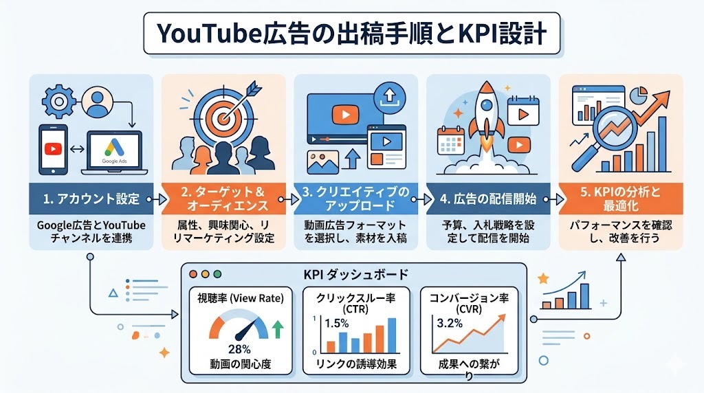 YouTube広告 出稿手順とKPI設計