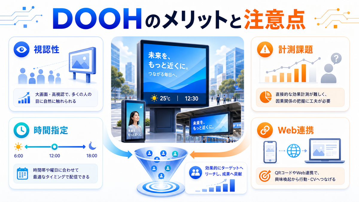 DOOHのメリットと注意点 視認性 時間指定 計測課題 Web連携