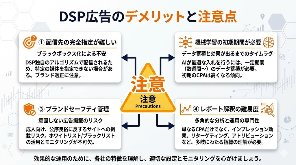 DSP広告 デメリット 注意点 配信先指定 学習期間