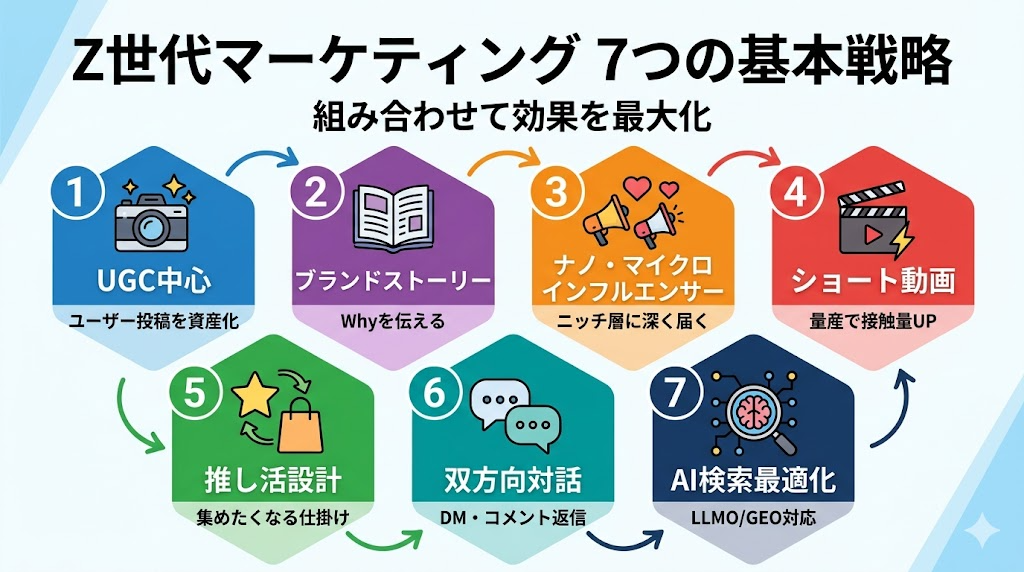 Z世代マーケ7つの基本戦略フロー