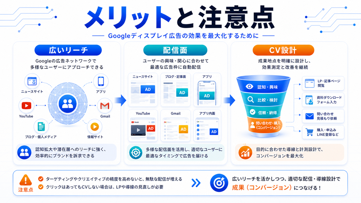 Googleディスプレイ広告 メリットと注意点 基礎 実務 判断 image2.0図解