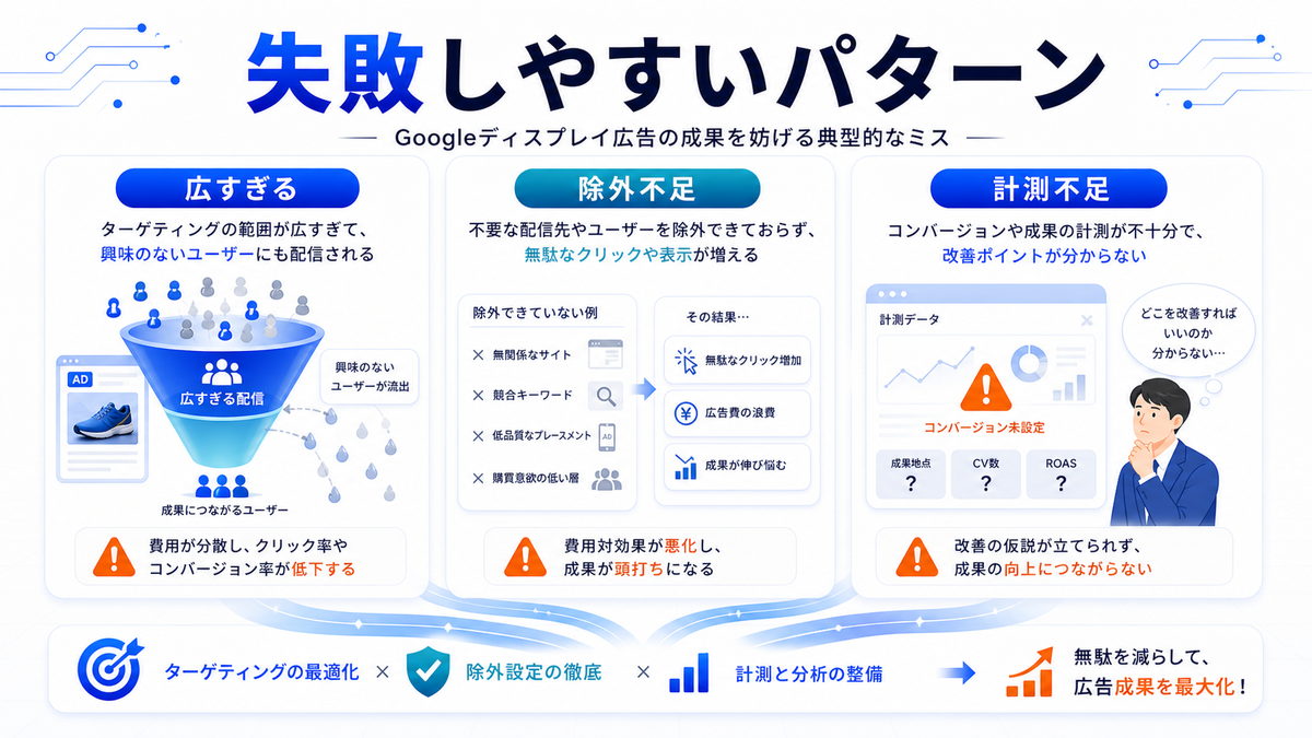 Googleディスプレイ広告 失敗パターン 基礎 実務 判断 image2.0図解