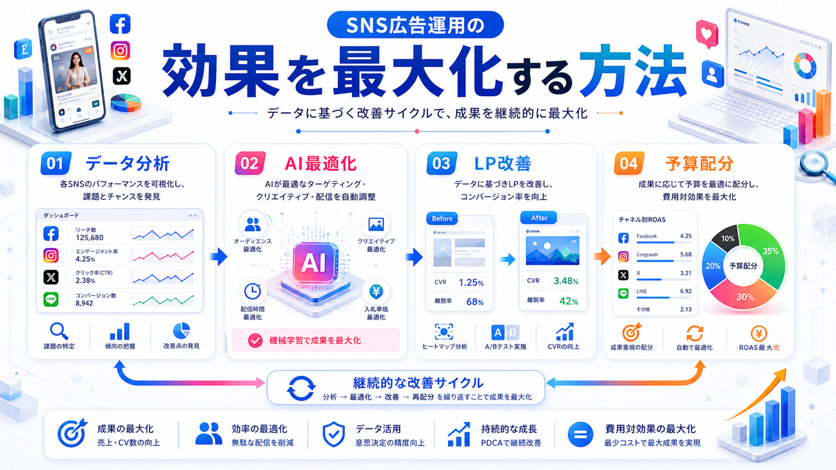 SNS広告運用の効果を最大限高める方法 Image 2.0図解