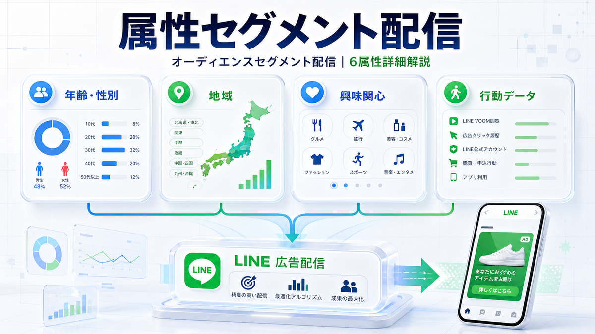 LINE広告ターゲティング 属性セグメント配信 Image 2.0図解