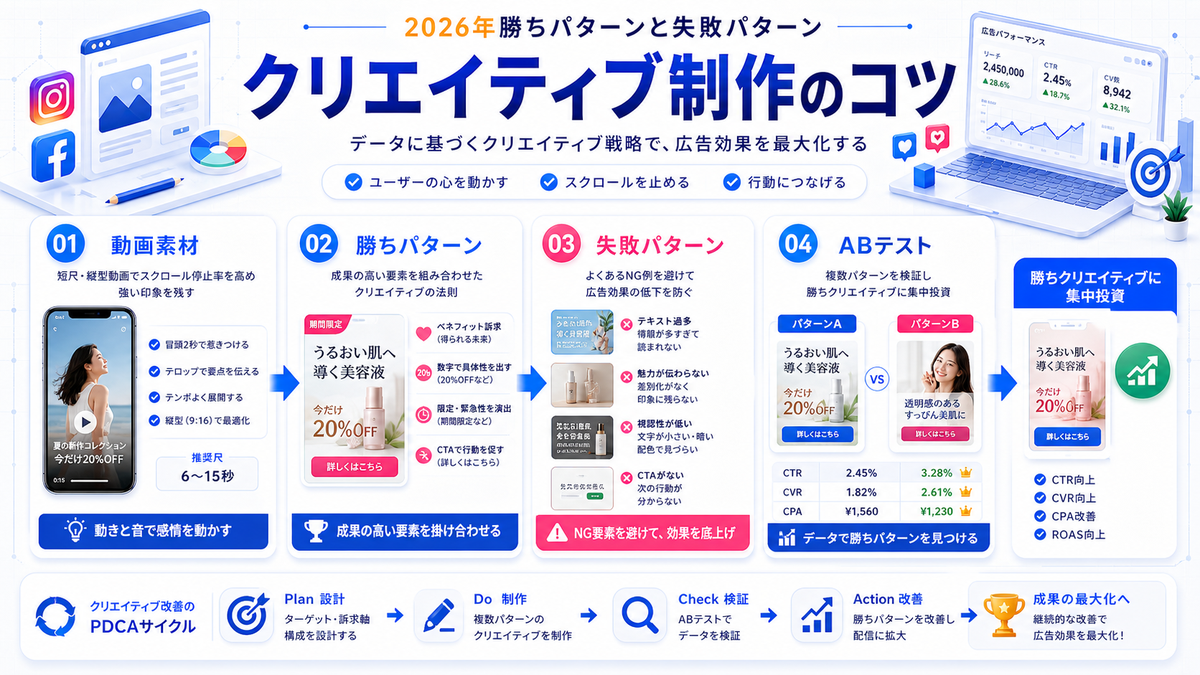 Meta広告クリエイティブ制作のコツ Image 2.0図解