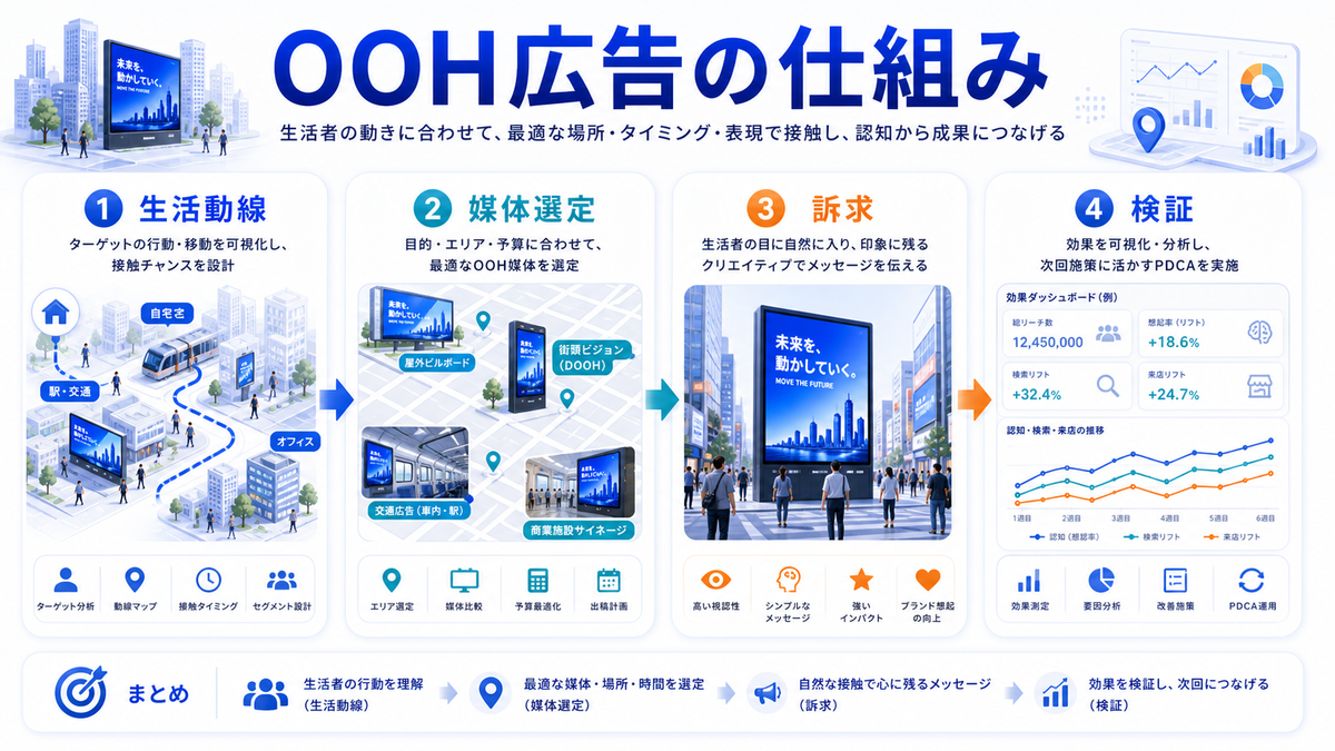 OOH広告の仕組み 生活動線 媒体選定 クリエイティブ 行動導線 検証