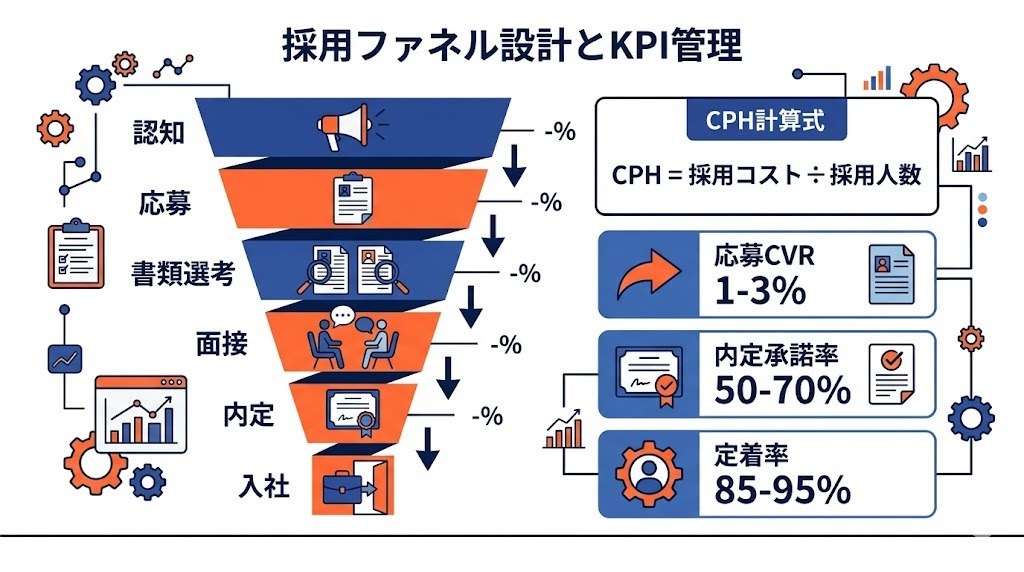 採用ファネルの各段階とKPI管理のフレームワーク