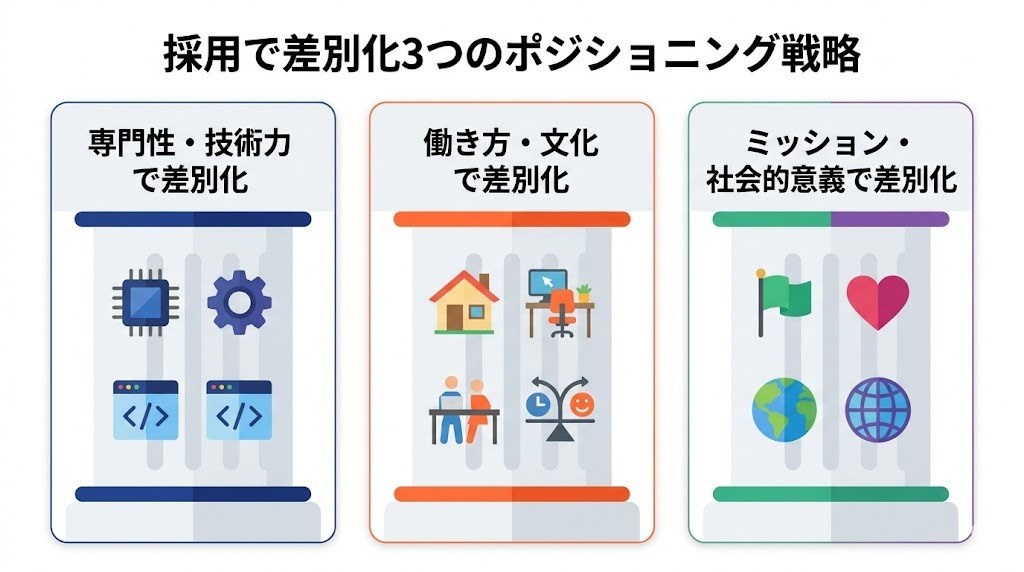 採用における差別化3つのポジショニング戦略フレームワーク
