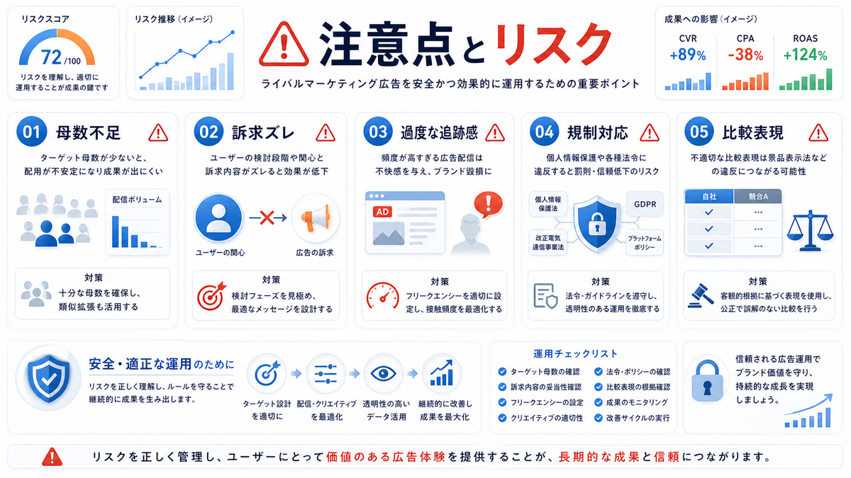 ライバルマーケティング広告の注意点 母数不足 訴求ズレ 規制対応