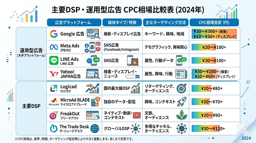 SmartNews広告と他媒体の費用比較表