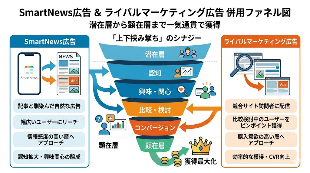 SmartNews広告とライバルマーケティング広告の補完関係