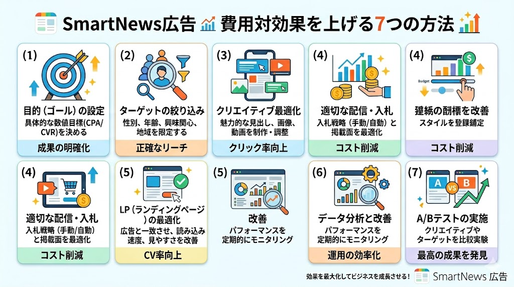 費用対効果を上げる7つの方法のフレームワーク
