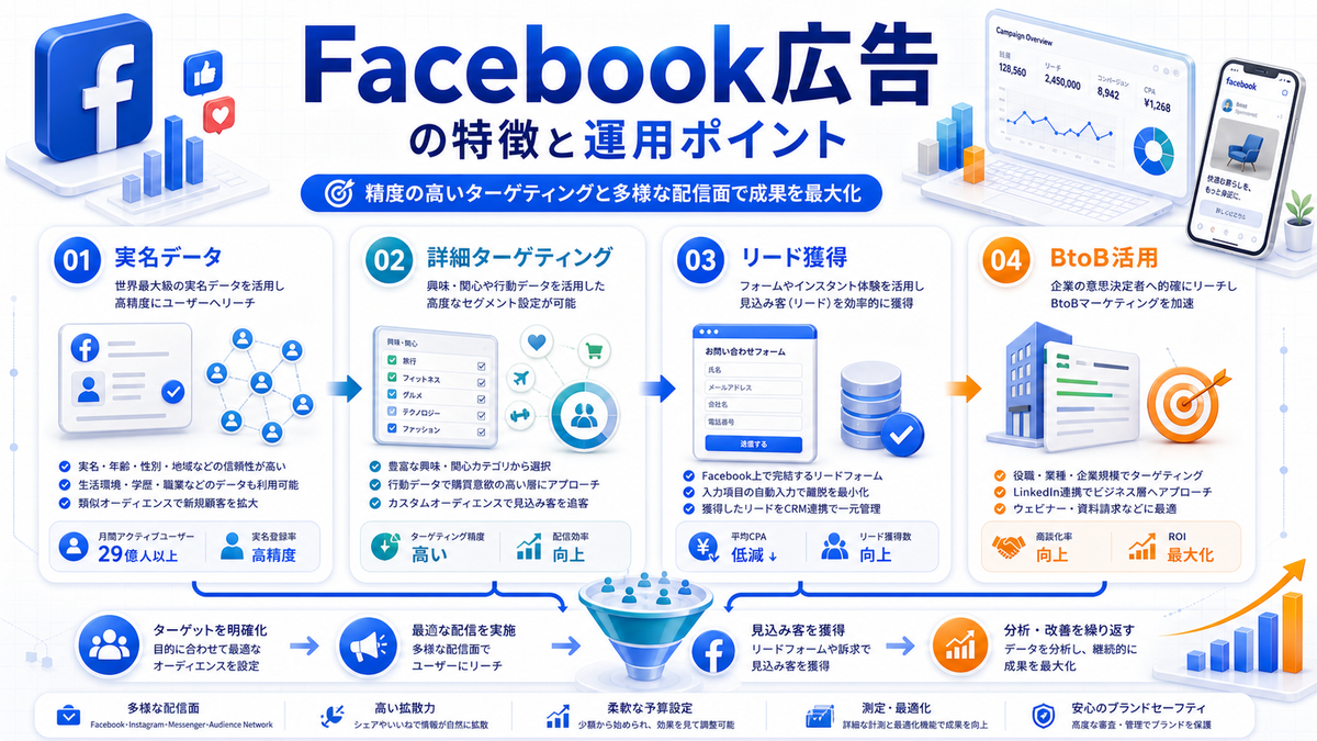 Facebook広告の特徴と運用ポイント Image 2.0図解