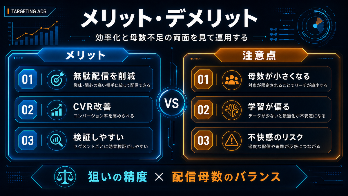 ターゲティング広告のメリット・デメリット 効率化と母数不足