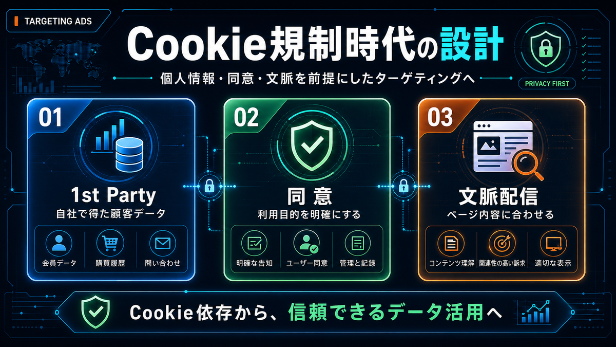 Cookie規制時代のターゲティング設計 ファーストパーティデータ 同意 文脈配信