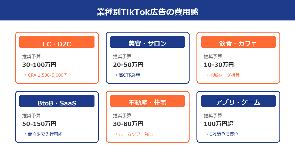 業種別TikTok広告の費用感と成功パターン