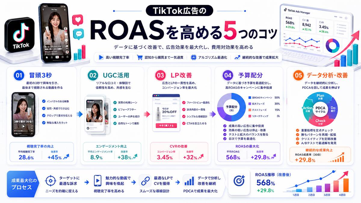 TikTok広告のROAS・費用対効果を高めるコツ Image 2.0図解