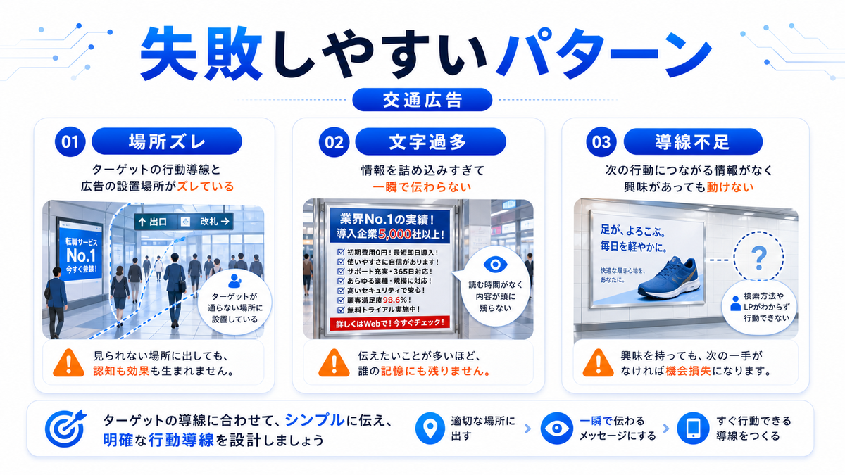 交通広告 失敗パターン 基礎 実務 判断 image2.0図解