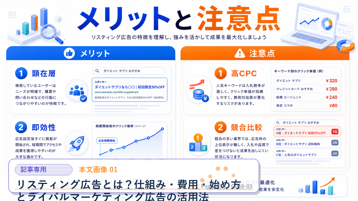 リスティング広告とは?仕組み・費用・始め方とライバルマーケティング広告の活用法 本文画像 01 記事専用Image 2.0図解