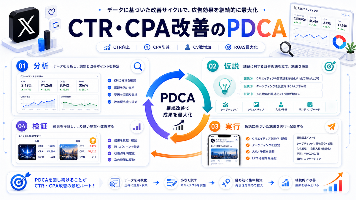 X広告のCTR・CPA改善PDCA Image 2.0図解