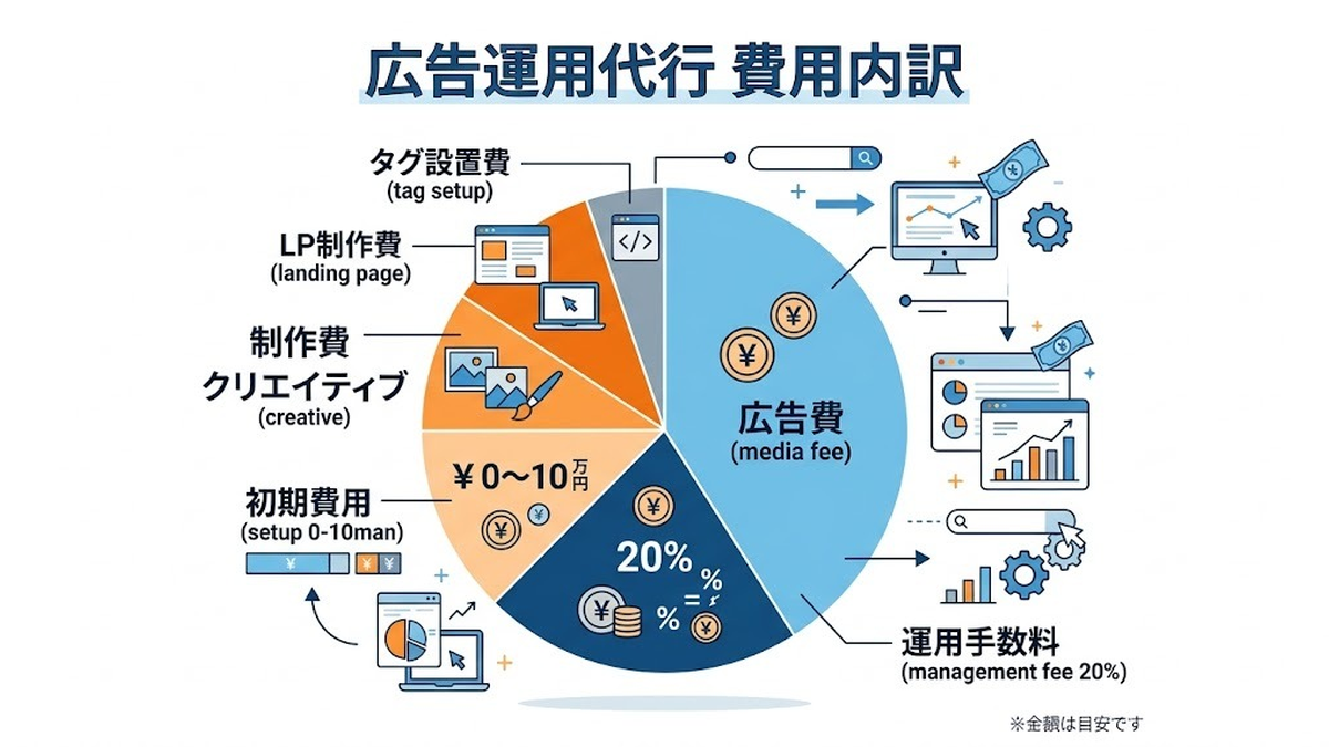 広告運用代行の費用内訳 広告費と運用手数料と制作費