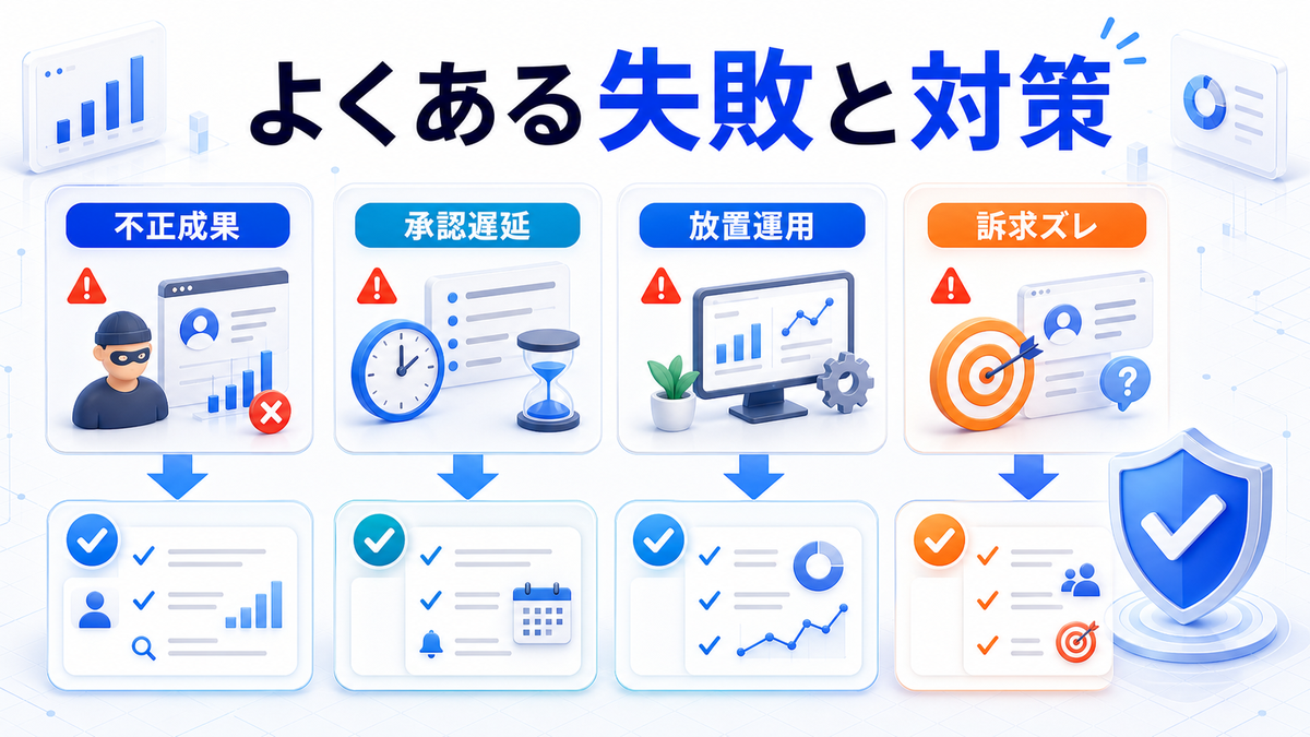 アフィリエイト広告のよくある失敗パターンと対策を整理したImage 2.0図解