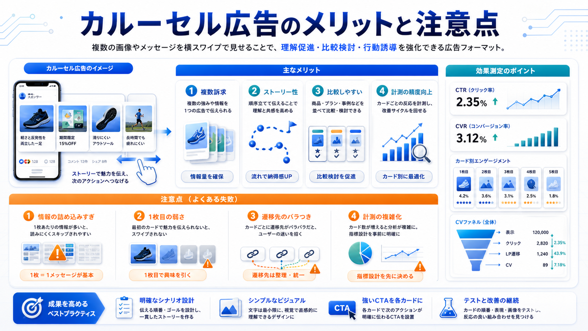 カルーセル広告 メリットと注意点 基礎 実務 判断 image2.0図解