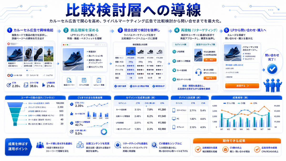 カルーセル広告 比較検討層 基礎 実務 判断 image2.0図解