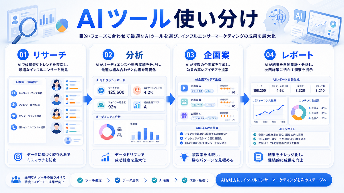AIツールの使い分けとインフルエンサー施策への活用 Image 2.0図解