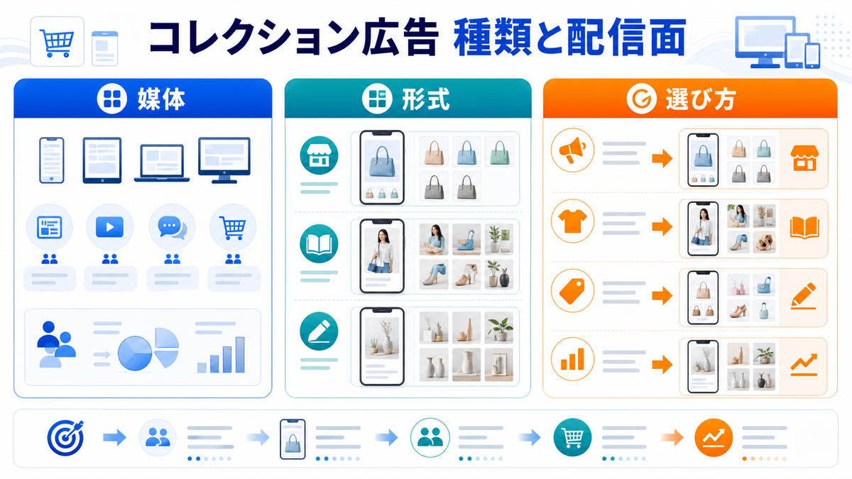 コレクション広告の種類・配信面を解説するimage2.0インフォグラフィック
