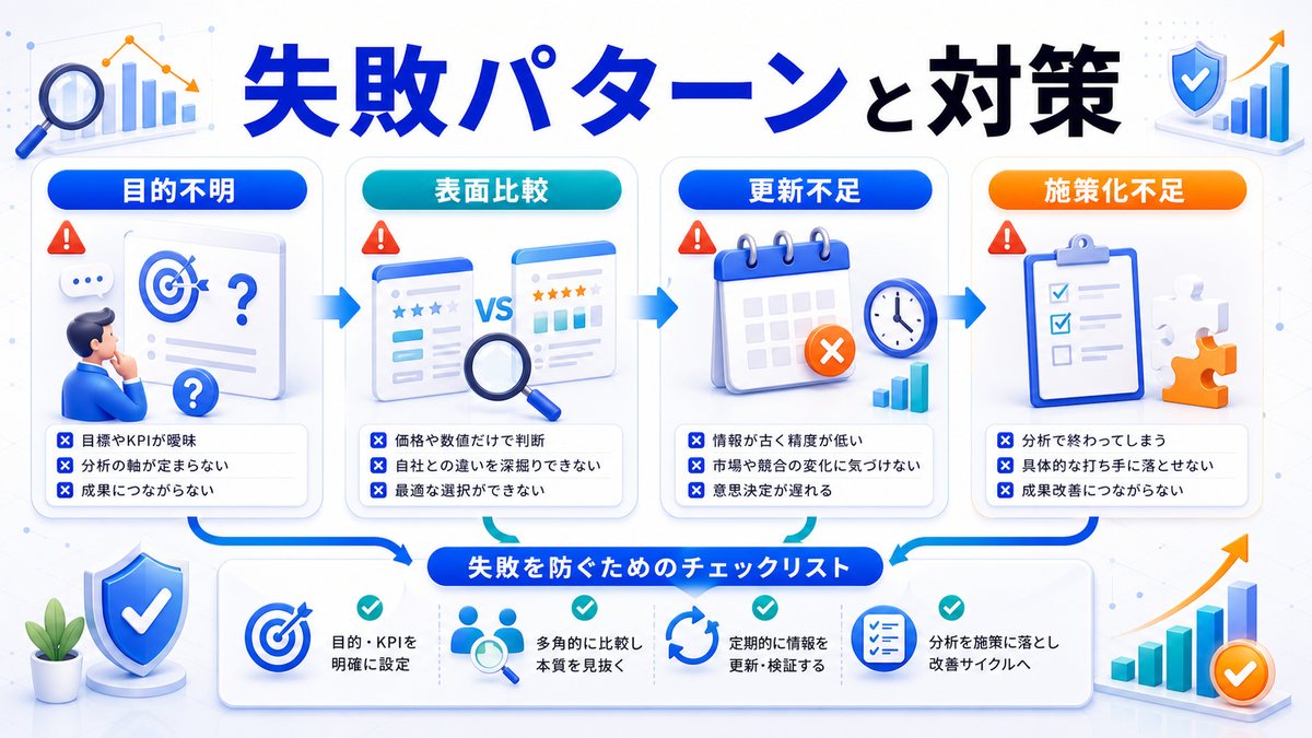 競合分析でよくある失敗パターンと対策を整理したImage 2.0図解