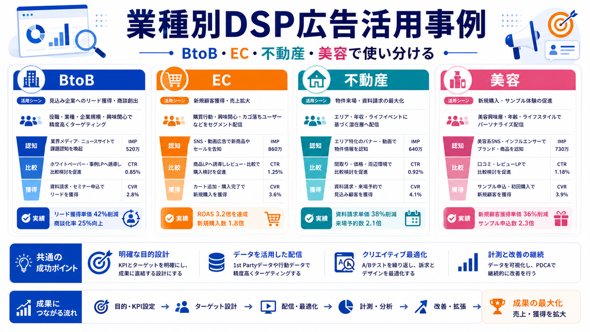 業種別DSP広告活用事例 BtoB EC 不動産 美容