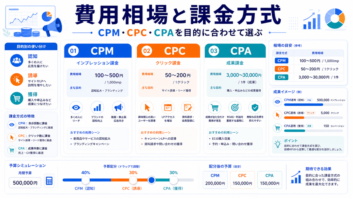 DSP広告の費用相場と課金方式 CPM CPC CPA