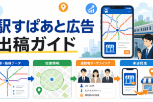 駅すぱあとに広告を出す方法|位置情報ターゲティングの仕組みと効果を解説 ファーストビュー図解