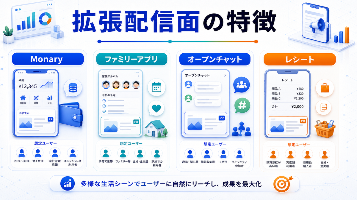 LINE広告の拡張配信面の特徴を整理したImage 2.0図解