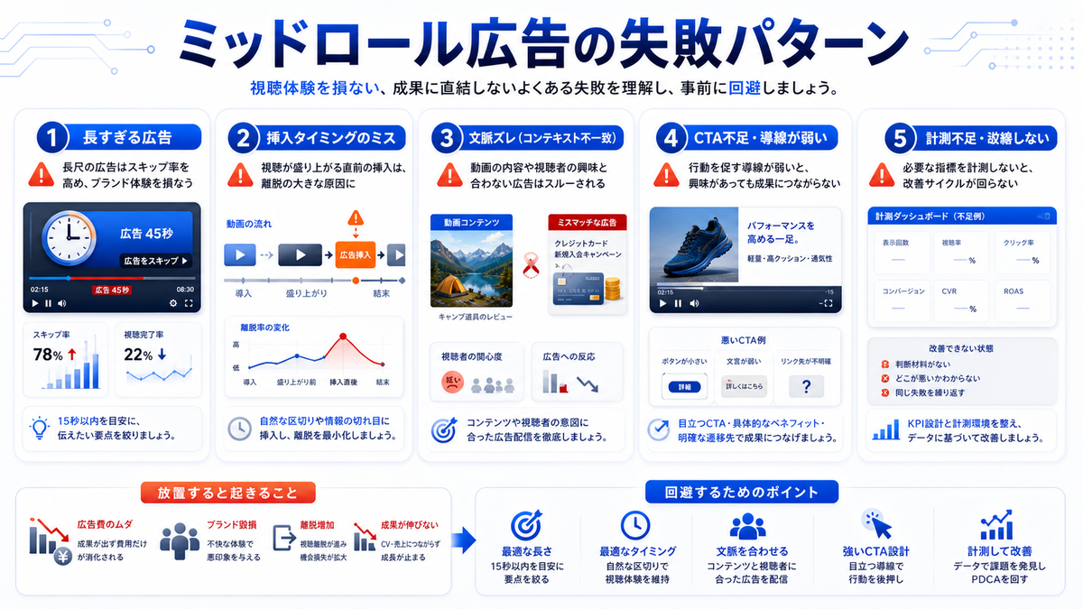 ミッドロール広告 失敗パターン 基礎 実務 判断 image2.0図解