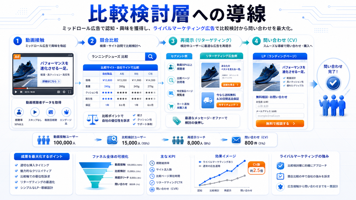 ミッドロール広告 比較検討層 基礎 実務 判断 image2.0図解
