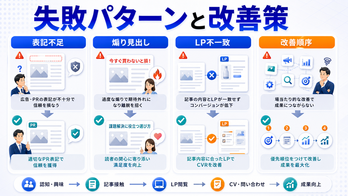 ネイティブアドで失敗しやすいパターンと改善策を解説するimage2.0図解