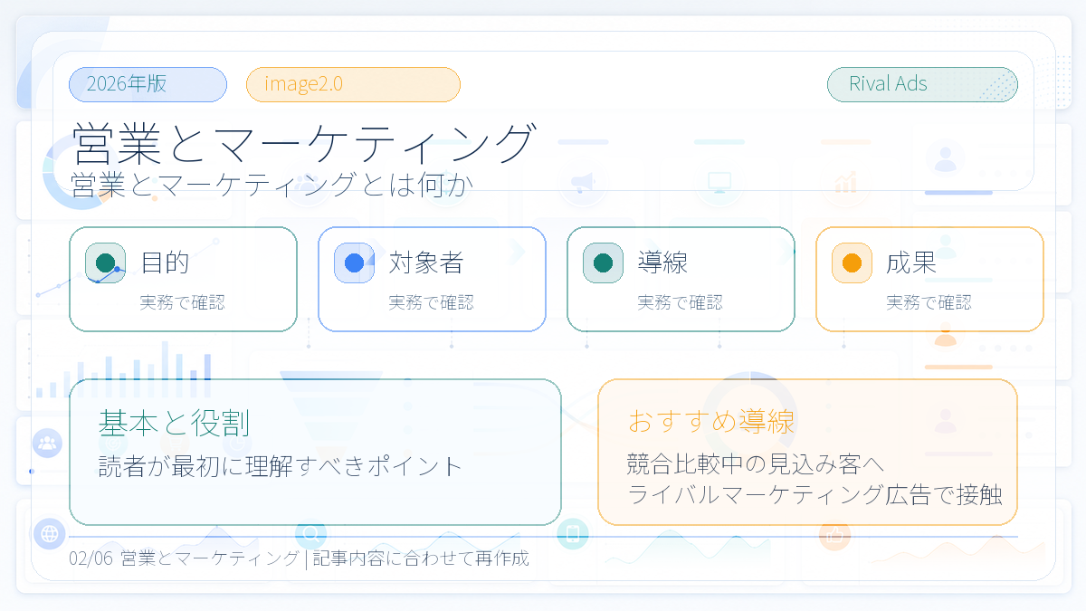 営業とマーケティングの違いとは?連携方法とライバルマーケティング広告 本文画像 01 Image 2.0図解