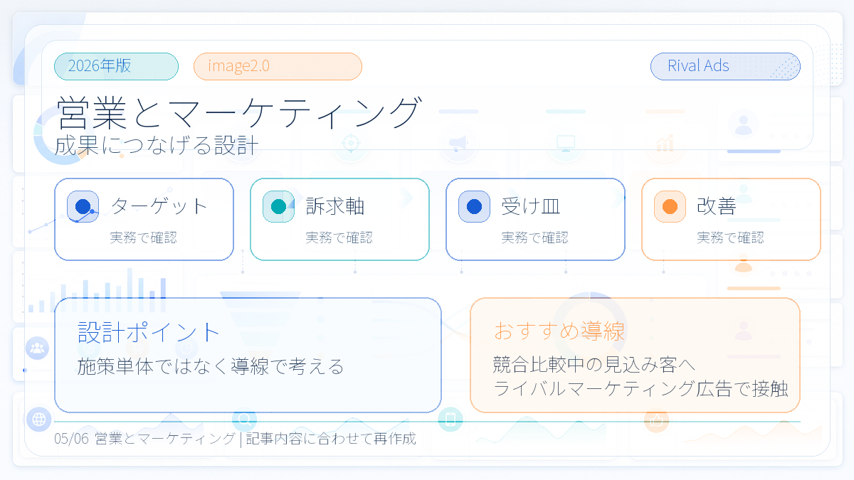 営業とマーケティングの違いとは?連携方法とライバルマーケティング広告 本文画像 04 Image 2.0図解